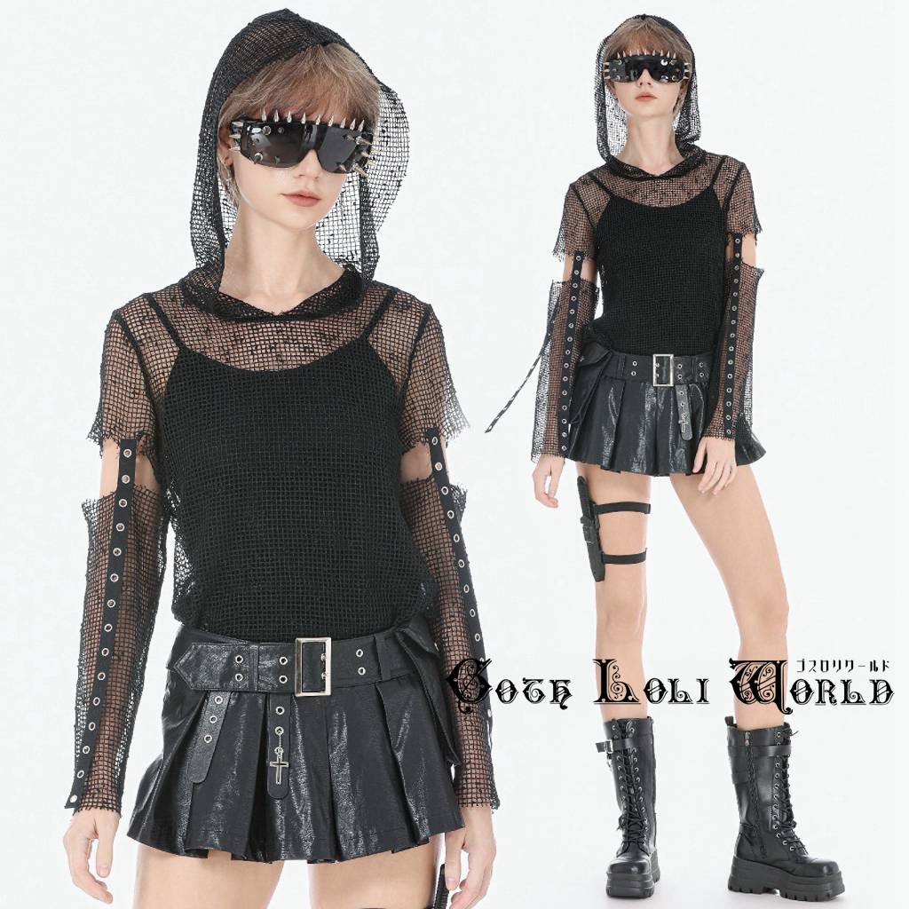 乐天商城 - 当日発送 即納 TW678 パンク ロック ファッション オールメッシュ フード付 カットソー パーカー ゴスロリ 地雷系 ロリィタ ロリータ ビジュアル系 サブカル 個性的コスプレ 個性的 ライブ衣装 舞台衣装 ステージ衣装 イベント衣装 仮装 ハロウィン 衣装