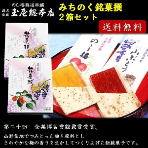 【送料無料】みちのく銘菓撰（のし梅8枚山ぶどう8枚入り）2箱セット　 山形 東北 庄内 お土産 限定 銘菓 有名 玉屋総本店 のしうめ