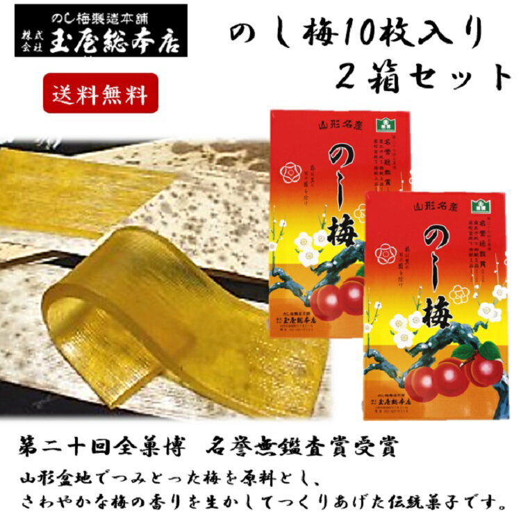 【送料無料】のし梅10枚入り2箱セット 山形 東北 庄内 お土産 限定 銘菓 有名 玉屋総本店 のしうめ