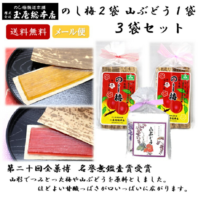 山ぶどう 8枚入り1袋＋ のし梅 5枚入り2袋セット 山形 東北 庄内 お土産 限定 銘菓 有名 玉屋総本店 のしうめ