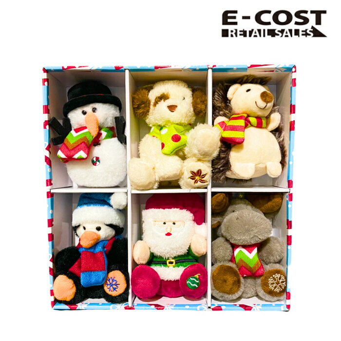 【 コストコ 】ぬいぐるみのオーナメント 6個セット サンタと仲間たちのサムネイル