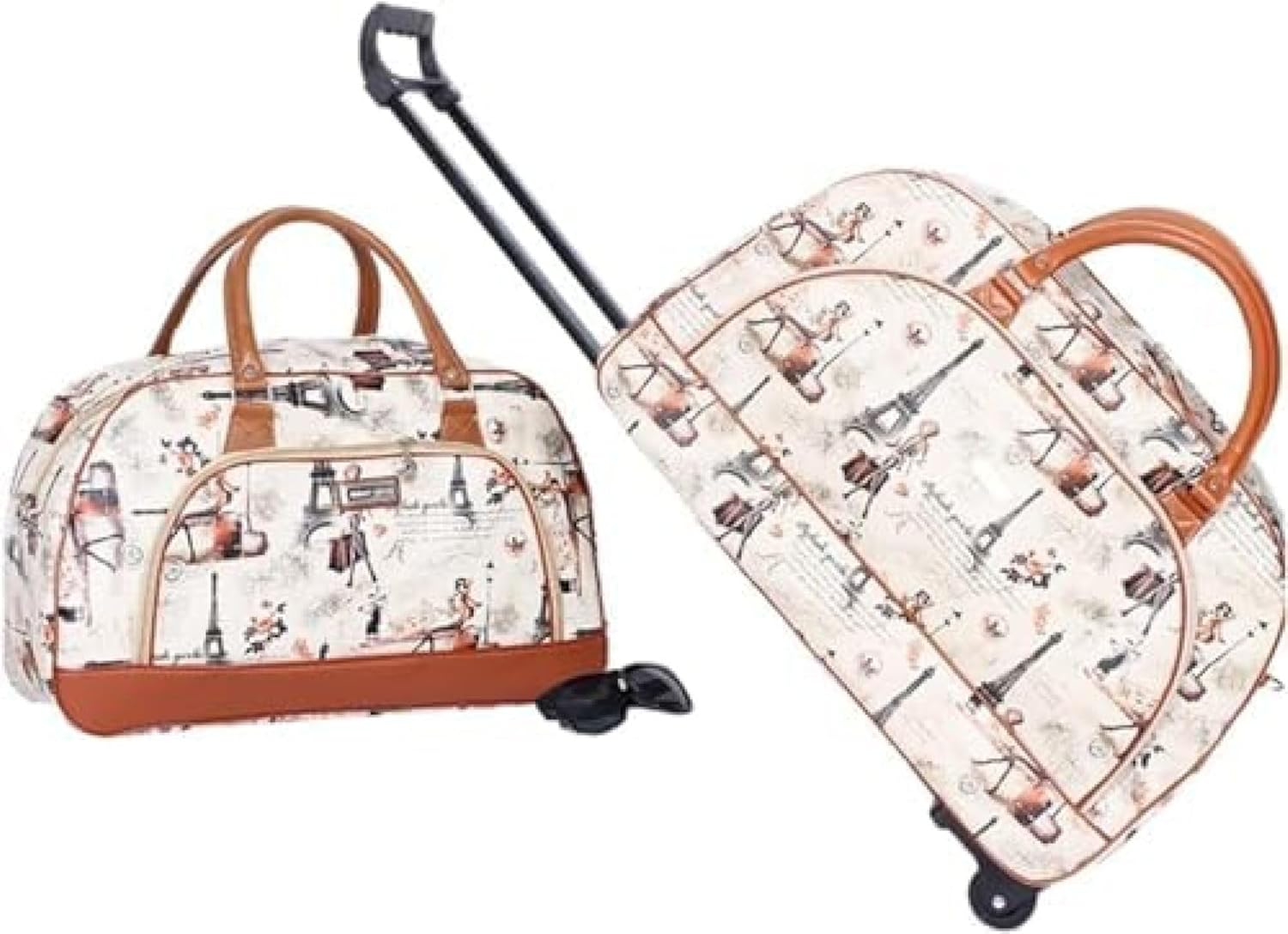 ボストンキャリー キャスターバッグ 総柄 折りたたみ式 手提げ 小型 静音キャスター 引裂きを防ぐ ハン..