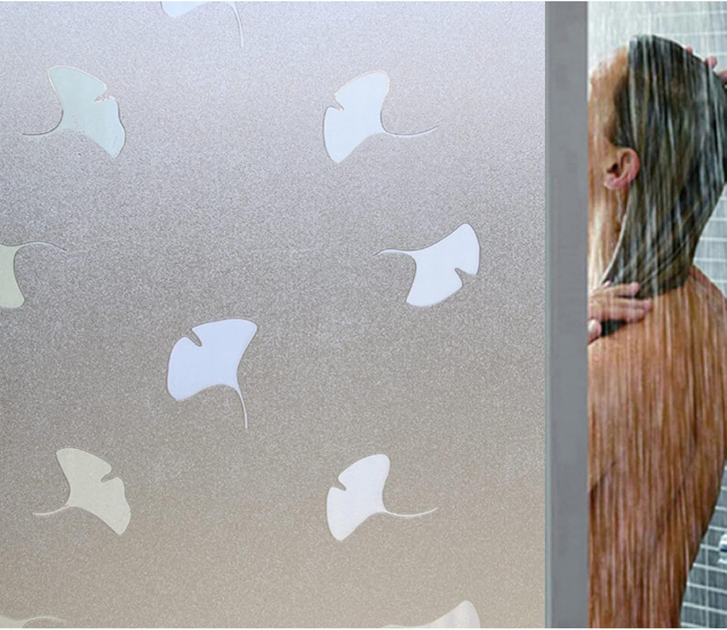 窓 めかくしシート 長さ5M 銀杏柄 すりガラス 窓用フィルム 外から見えない 遮光 断熱シート 紫外線対..