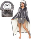 動物柄ブランケット 着る毛布 ポンチョ ケープ ショールケープ ルームウェア パジャマ レディース ボア 部屋着 極暖 あったか 両面起毛 ぱじゃま ふわもこ ...