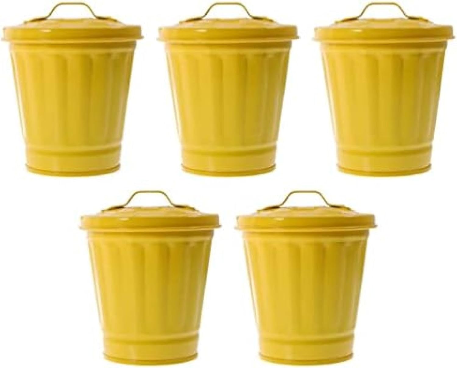 5個 植木鉢 寝室のゴミ箱 ベッドサイドのゴミ箱 ブリキの花のバケツ ミニチュアゴミ箱 蓋付きミニゴミ..