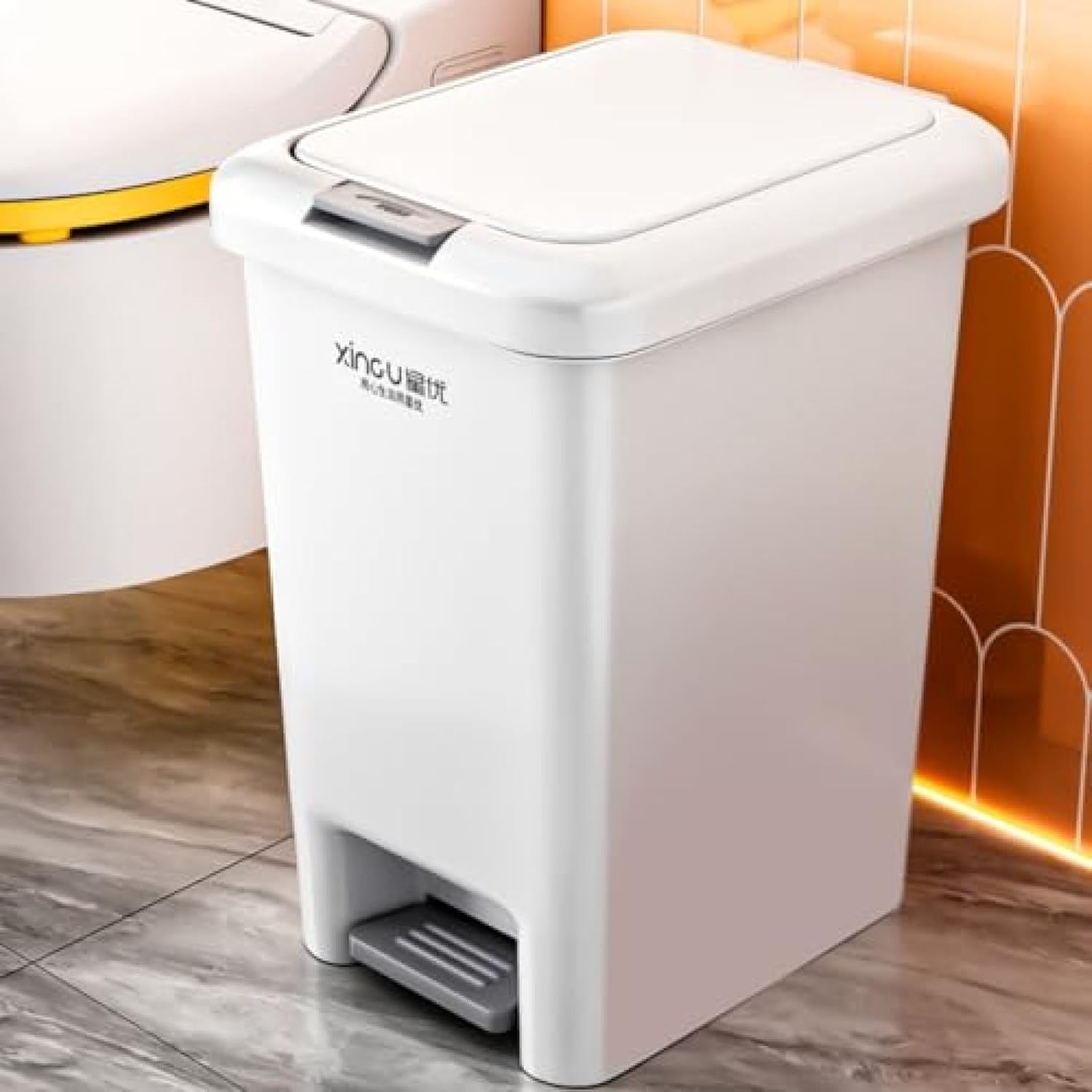 GOTO funny 楽天市場店のゴミ箱 モノトーン シンプル おしゃれ 可愛い 臭気防止 分別 プッシュ式 ホワイト 分別ゴミ箱 ペール ふた付き ペダル式ゴミ箱 キャスター付き 蓋 オフィス プラスチック 可愛い ゴミ袋が見えない｜アングル2