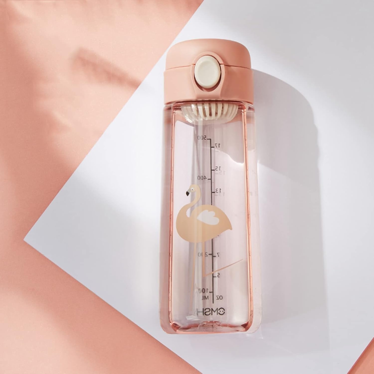 水筒 クリアボトル ウォーターボトル 直飲み 600ml 450ml アニマル 茶漉し ワンタッチ 目盛り 運動用 ..