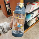 2000ml 大容量水筒 クリアボトル 1.5リットル かわいい 兎柄 女の子 ティーボトル ストロー付き 水分補給 遠足 旅行 ジム アウトドア サイクリング...