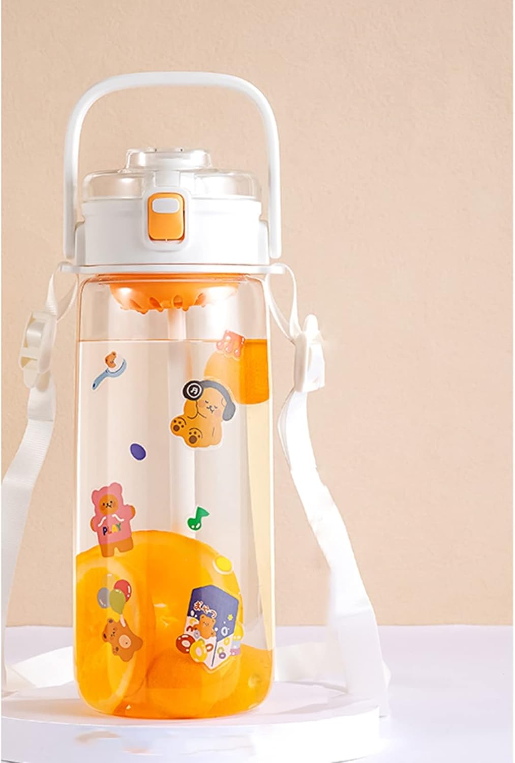 大容量水筒 クリアボトル かわいい ワンタッチオープン 1000ml 1500ml 2000ml 蓋付き タンブラー 耐熱..