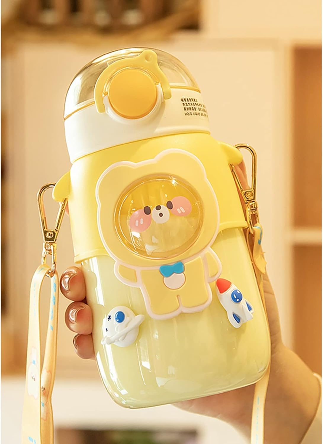 ウォーターボトル かわいい 水筒 おしゃぶり クリアボトル ワンタッチ ストロー付き クマ キッズ 子供..