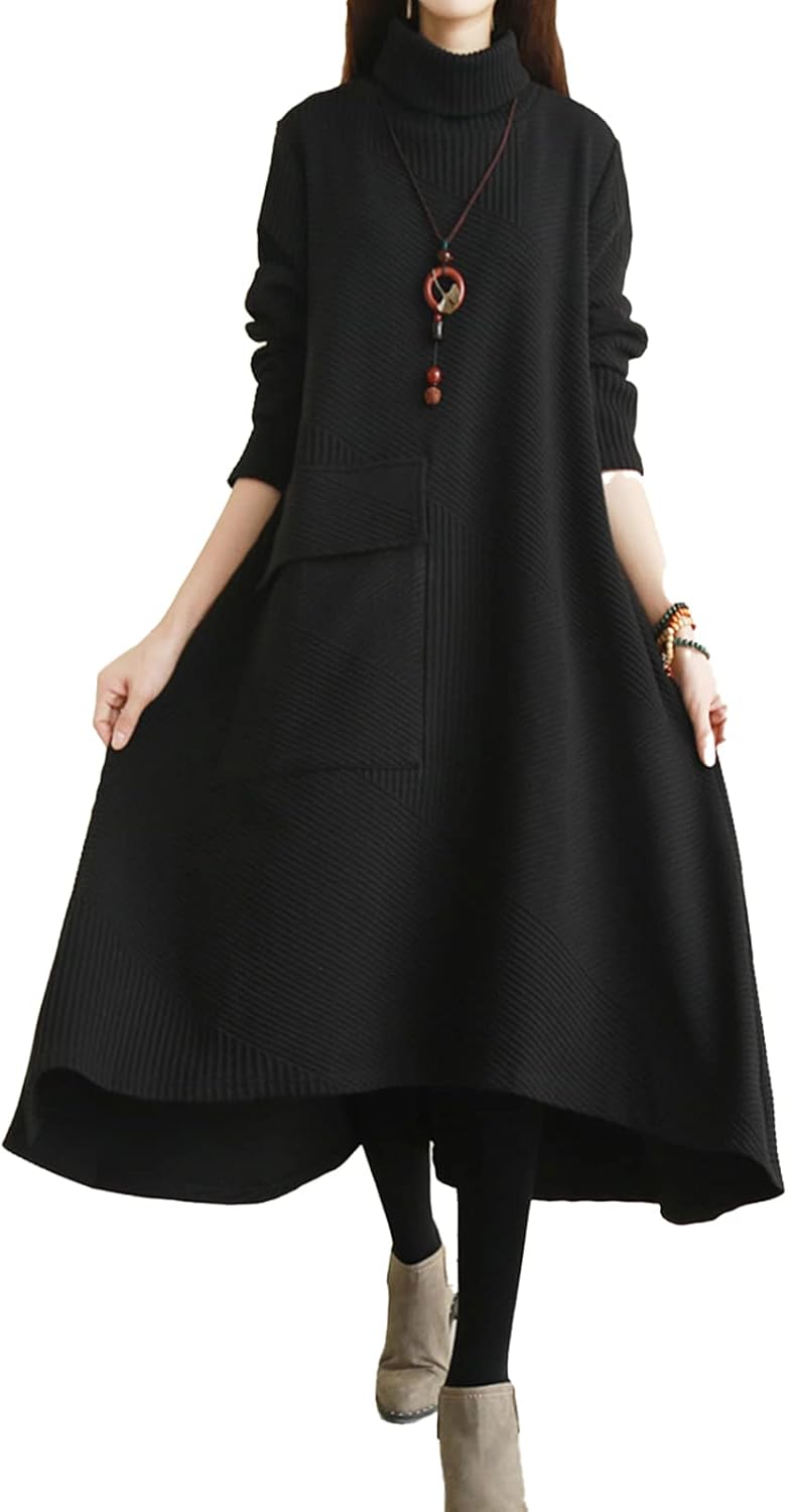 ゆるふわ 長袖 ニット チュニック ワンピース スカート 秋 冬 レディース M〜2XL [1A-M30](4)