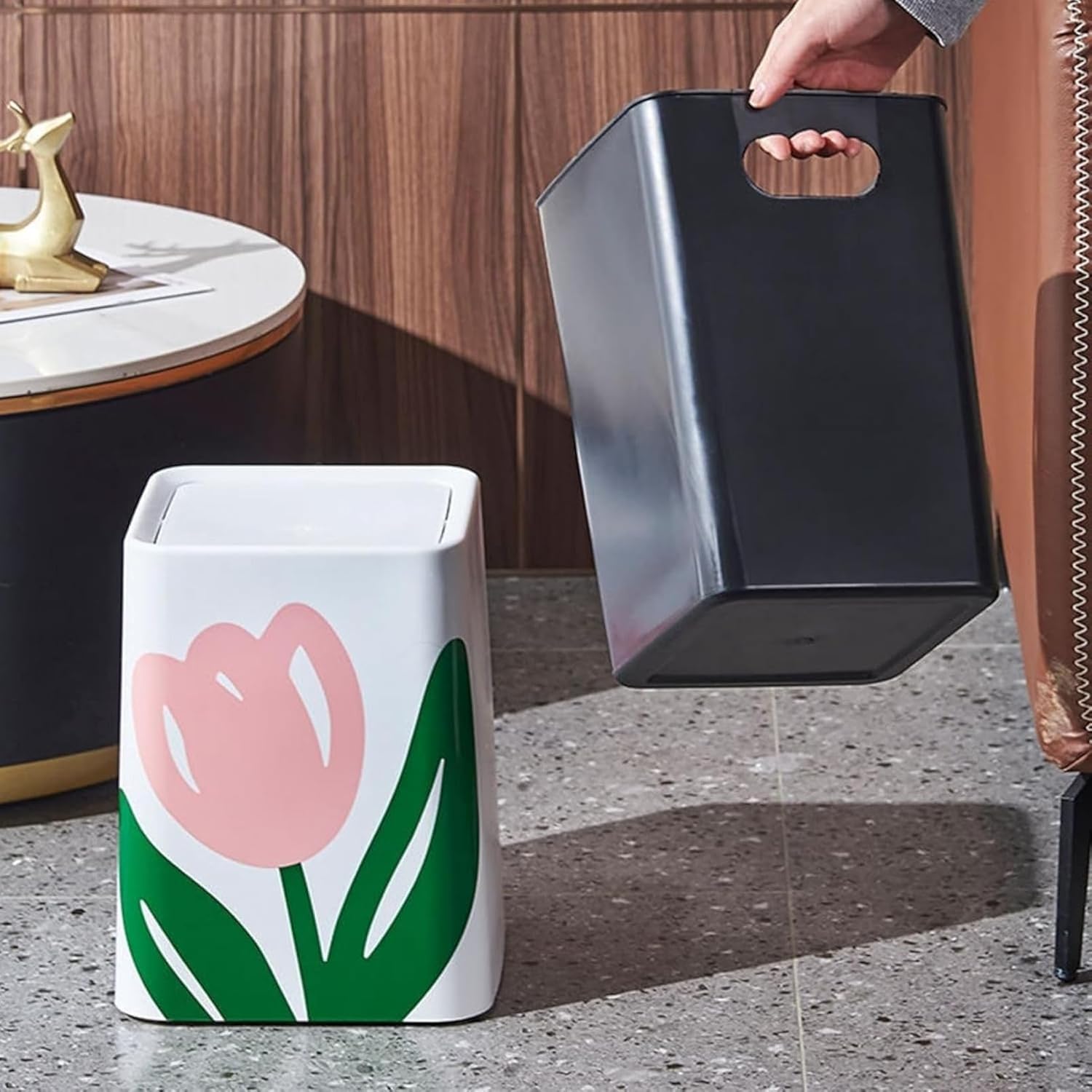 ゴミ箱 ふた付き 8L ダストボックス 角型 ごみ箱 スリム おしゃれ 抗菌 消臭 密閉 音無し 部屋 キッチン プラスチック オフィス用 トイレ ホワイト 浴室 リビングルーム [3]