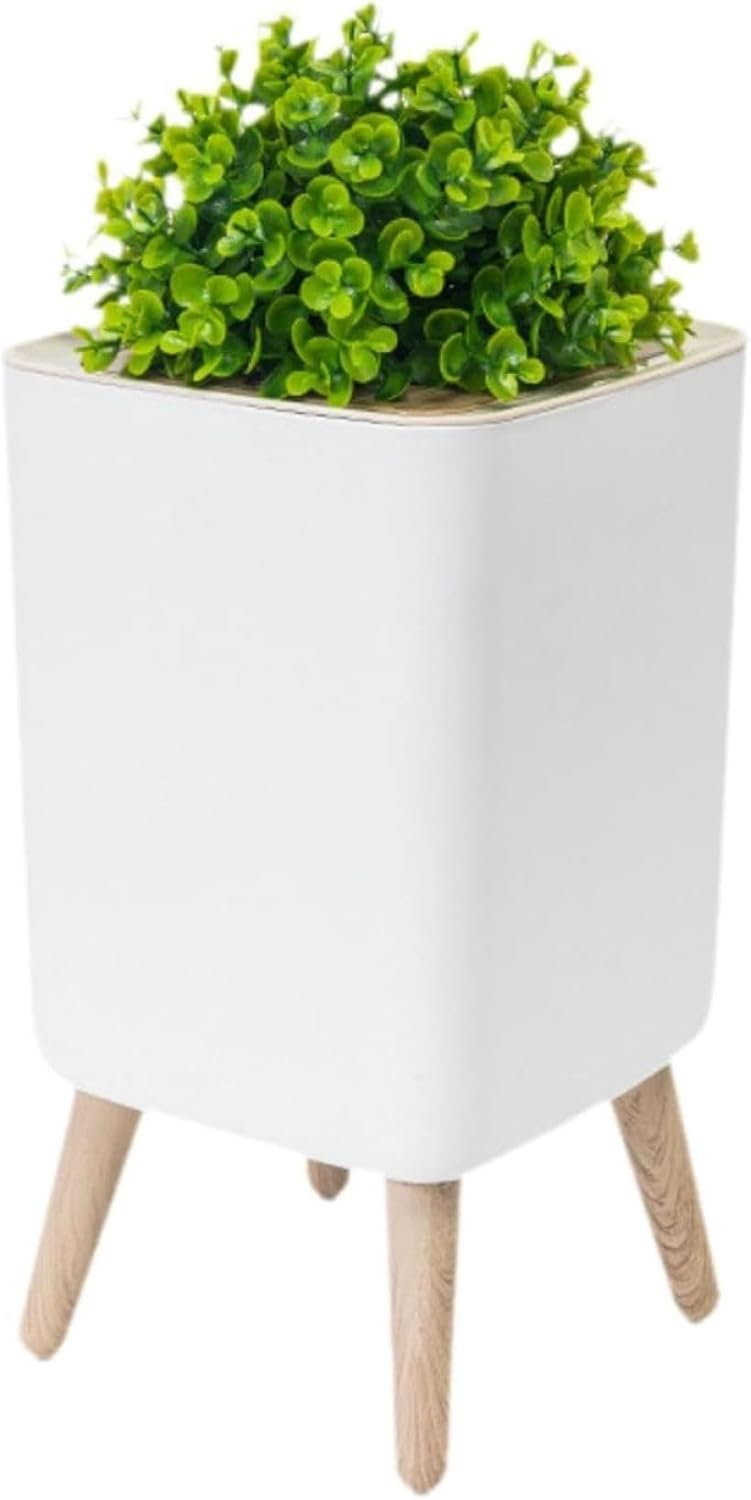 ゴミ箱 押し式上蓋付き ゴミ箱 ハイフットダストビン 丈夫でモダンな模造木目ゴミ箱 オフィスサンルー..