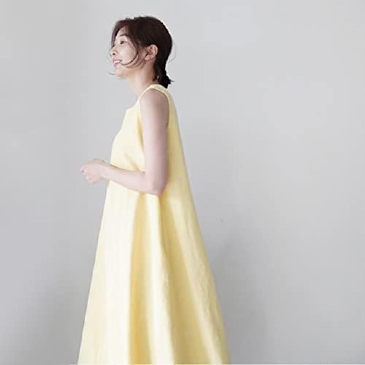 リネン ワンピース レディース ロング ノースリーブ ナチュラル ゆったり 体型カバー シンプル マキシワンピ 夏