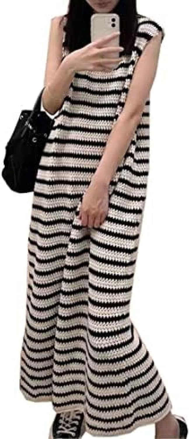 レディース ボーダー ノースリーブ ワンピース ロングワンピース 夏ワンピース キャミソールワンピース..