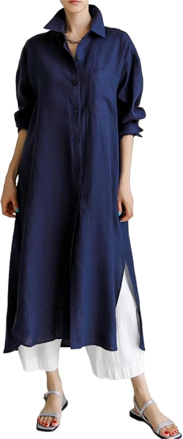 ロングシャツ シャツワンピース レディース ロングアウター ロングカーディガン ワンピース サンマード..