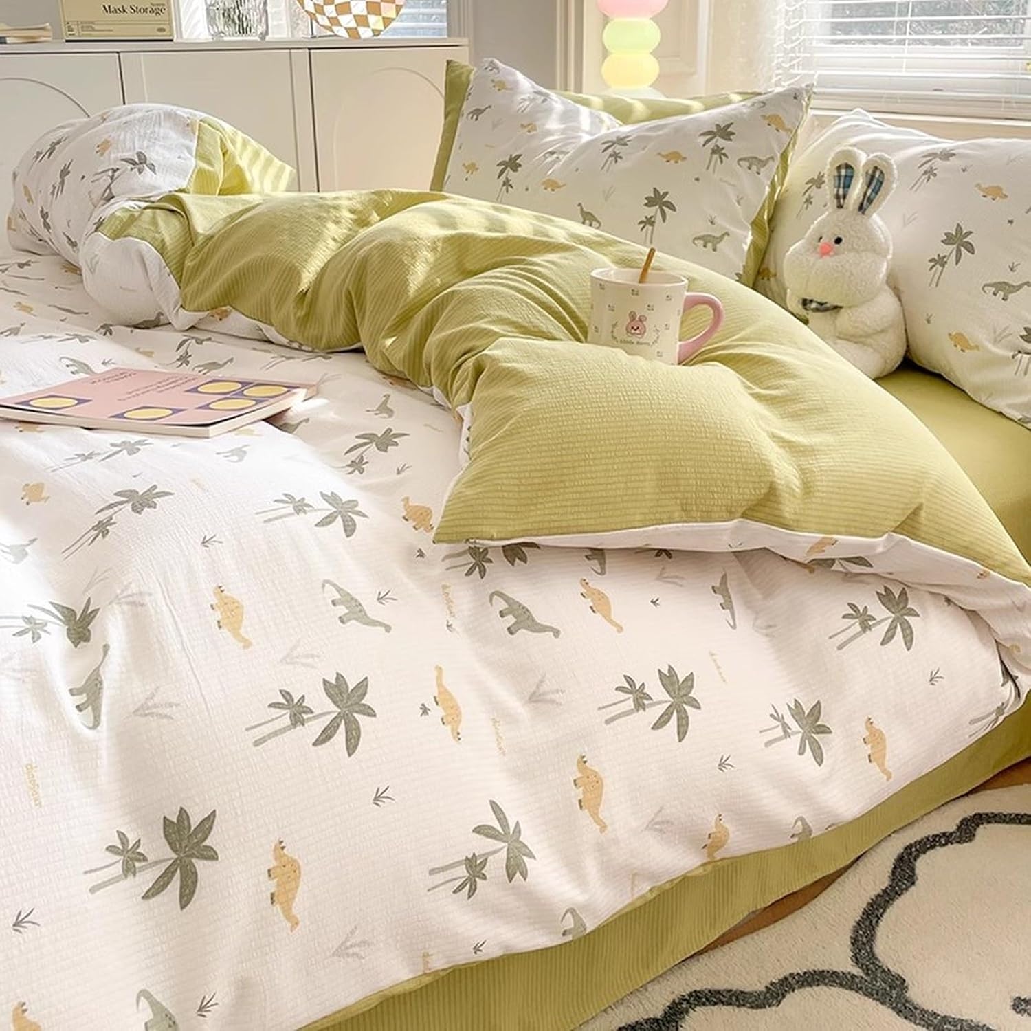 4点セット 寝具カバーセット かわいい セミダブル 1.8m 200×230cm 四季通用 おしゃれ 布団カバー 掛け..