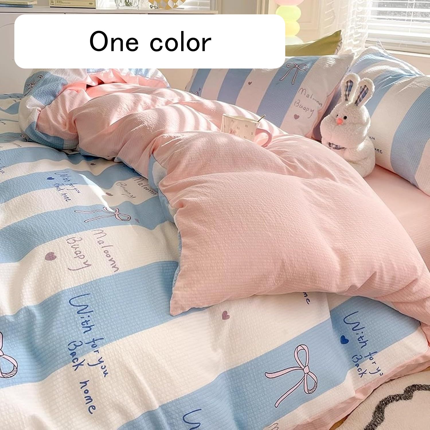 4点セット 寝具カバーセット かわいい セミダブル 1.8m 200×230cm 四季通用 おしゃ...