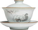 手?蓋碗 中国茶器セット,茶碗, 中国の茶道具 蓋碗 手描きのセラミック ネコ パターン かわいい (A)