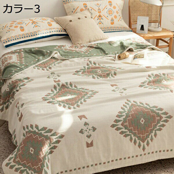 購入15％-30%OFF ガーゼケット　綿100％　4重ガーゼ　北欧　おしゃれ　シングル　コットン100％　ボヘミアン　タオルケット　夏掛け　肌掛け　ブランケット　涼しい　吸湿通気性　洗える　ガーゼタオルケット　寝具　肌布団　掛け布団　冷房対策　快眠 3