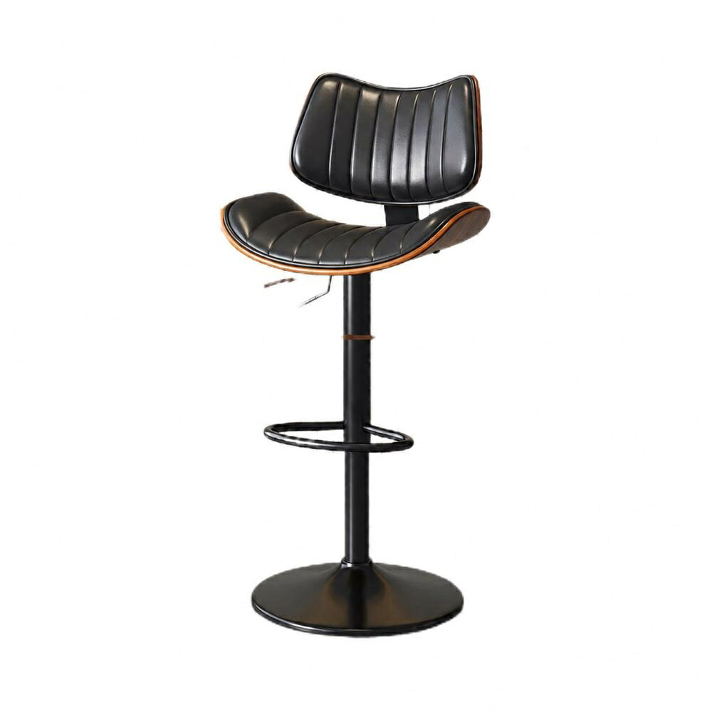 Stand Chairs - バーチェア カウンターチェア 背もたれ付き 昇降式 おしゃれ 曲木 回転式 合成皮革 ヴィンテージ風 モダン ハイチェア キッチン 飲食店 カフェ 椅子 足置き 標準ベース