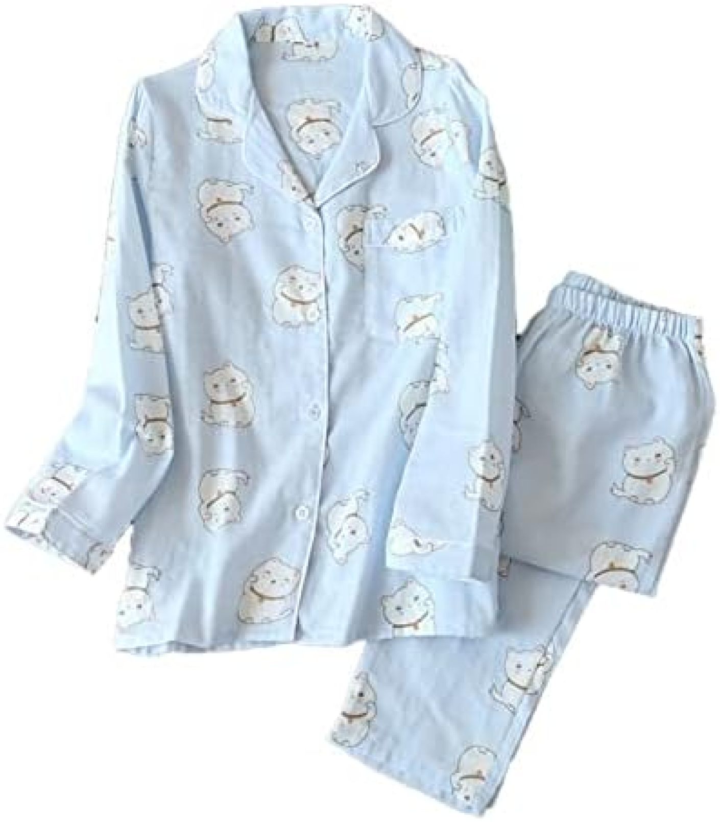 パジャマ レディース 綿100% ピンク 前開き Vネック 上下セット ラペル ポケット 薄手 ねこ ナイトウェア ルームウェア