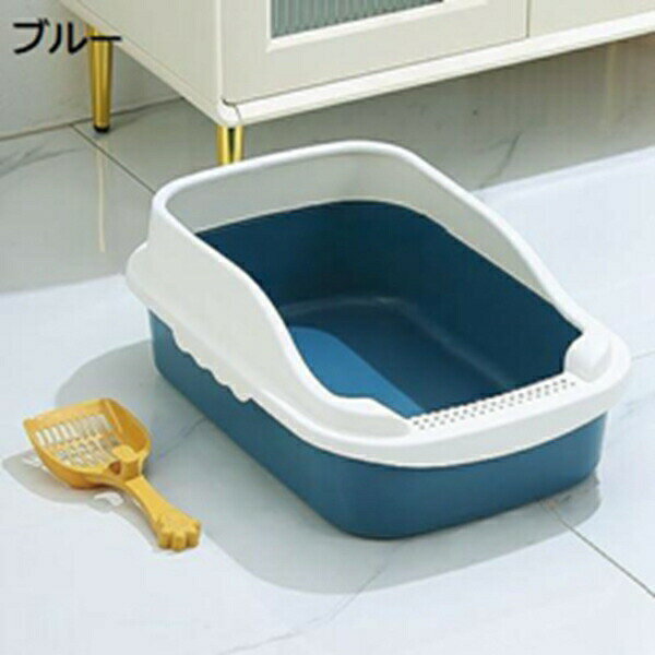 購入25％OFF 猫用トイレ本体 半密閉型 スコップ付き オープンタイプ 猫トイレ 漏れ防止 耐久性 子猫、小柄な猫用 清潔便利 砂の飛び散り防止 組み立て不要 厚み 臭わない