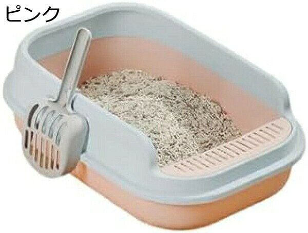 購入15％-30%OFF 猫トイレ 半密閉式 大きめ 飛び散らない 漏れ砂穴設計 ハイサイド オープンタイプ 出入り自由 スコップ 猫用トイレ本体 取り外し可能 掃除しやすい おしゃれ 子猫 大きめ猫 キャットトイレ 51.5*36*16cm ネコトイレ
