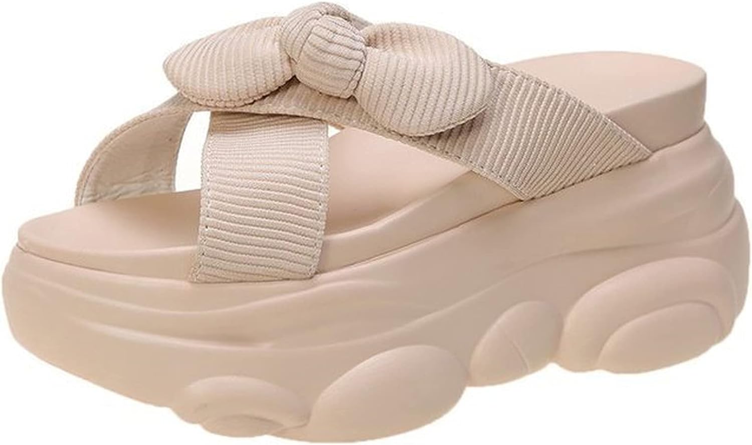 厚底 ミュール スポーツサンダル レディース ウェッジソール クロス リボン 美脚 パーティー 無地 コンフォート 歩きやすい ス