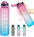スポーツボトル 水筒 1000ml 大容量 ポータブルストロースポーツウォーターボトル BPAフリー プラスチックウォーターボトル