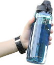 水筒 大容量 1000ml 超軽量 漏れ防止 クリアプラスチックアクアボトル ドア スポーツウォーターボトル マグボトル ポータブ