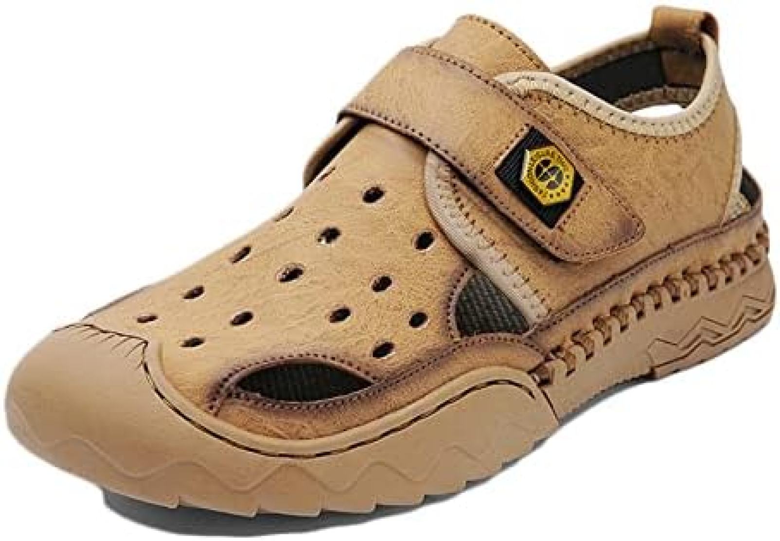 スポーツサンダル メンズ ドライビングシューズ パンチング ビーチサンダル 本革 レザーシューズ 穴あき アウトドア 雨の日 水陸