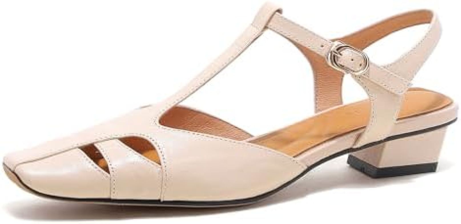 レディース サンダル 羊革 セパレートパンプス T ストラップサンダル グルカサンダル 太ヒール スクエアトゥ パンプスサンダル