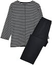 ペアパジャマ 綿100 メンズ パジャマ レディース 長袖 Tシャツ ボーダー柄 シンプル ルームウェアセット ラウンドネック プルオーバープル 二点セット 快...