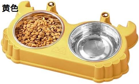 猫ダブルボウル ステンレス鋼 カニの形 ひげに優しい 取り外し可能 耐久性のある 犬用ウォーターボウル..