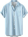 半袖シャツ メンズ カジュアル 柄 メンズ アロハシャツ 半袖 大きいサイズ 夏服 ハワイ風 スプライシング 和風 ストライプ柄 快適 通気性 折り襟 前開き ...