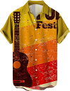 シャツ メンズ ラッシュガード 半袖 アロハシャツ ギター柄 通気速乾 開襟シャツ ハワイアンシャツ ビーチシャツ おおきいサイズ カジュアル 速乾 超軽量 メンズ