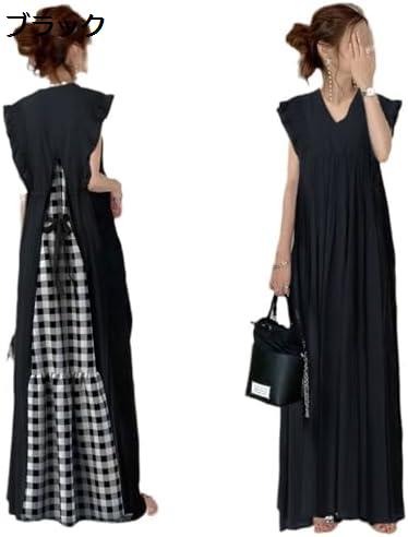 購入15%-30%OFF ロングワンピース レディース ノースリーブ ワンピース マキシワンピース フレアワンピース フリルワンピース チェック柄 とろみ ロング丈 ゆったり おしゃれ きれいめ 可愛い 着痩せ 体型カバー