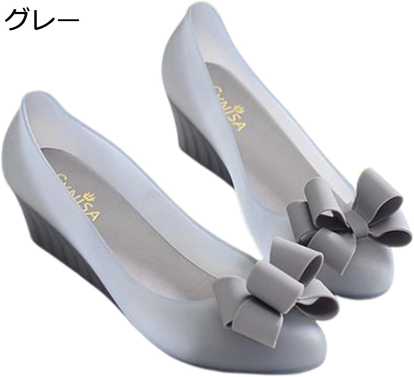 購入15％-30%OFF 防水シューズ 厚底 レインシューズ レディース スリッポン リポン ローカット 梅雨 晴れ兼用 ポインテッドトゥ ウェッジヒール 5cmヒール 防滑 夏 婦人靴 水陸両用 パンパス 雨の日