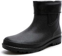 レインブーツ メンズ 防水 26.0cm 防寒 雪靴 レインシューズ サイドゴア チェルシー ブラック裏ボア 防寒ブーツ 無地 作業靴 洗車靴 アウトドア 雪用...