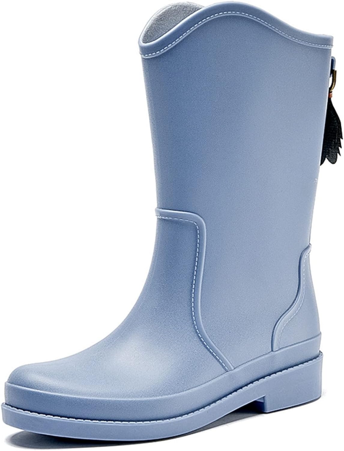 レインブーツ レディース おしゃれ 黒 ブラック ラバーブーツ 長靴 雨具 ミドル丈 やわらか かわいい ..