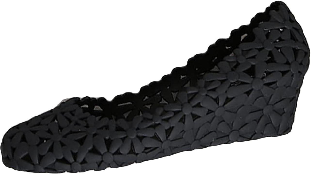 パンプス ラバー PVC素材 梅雨 夏 花 柄 フラワー ウェッジソール レインシューズ 晴雨兼用 レディース..