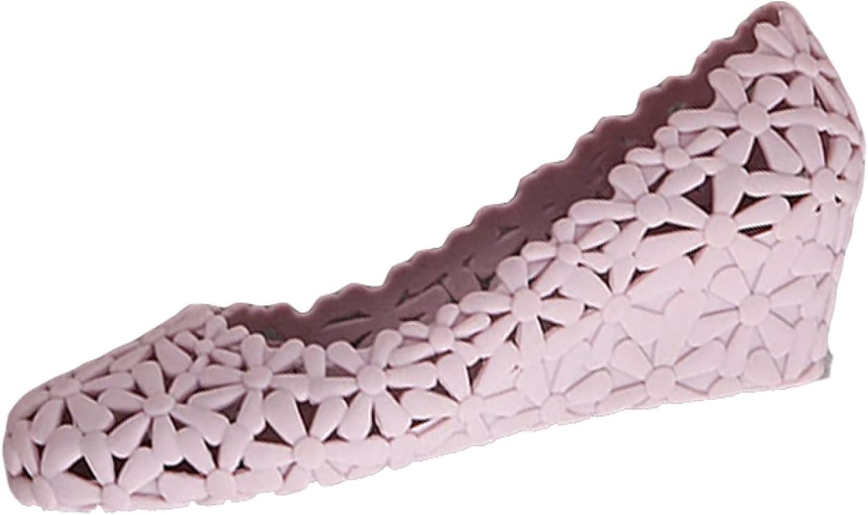 パンプス ラバー PVC素材 梅雨 夏 花 柄 フラワー ウェッジソール レインシューズ 晴雨兼用 レディース..