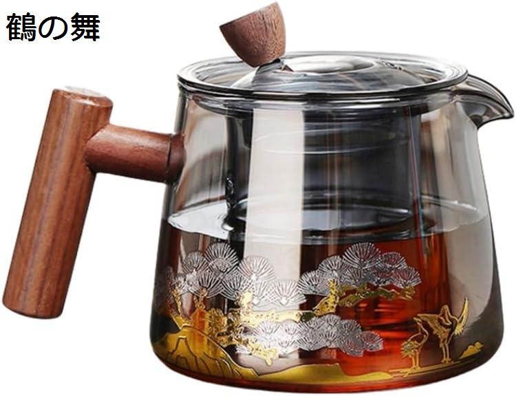 購入15％-30%OFF 急須 透明ティーポット 檀の取っ手 紅茶ポット 耐熱ガラス 横手ガラス急須 割れにくい ガラス製ポット 直火対応 大容量 茶こし付き 洗いやすい 鶴の舞 波しぶき ティーカップセット 無垢材の蓋釦