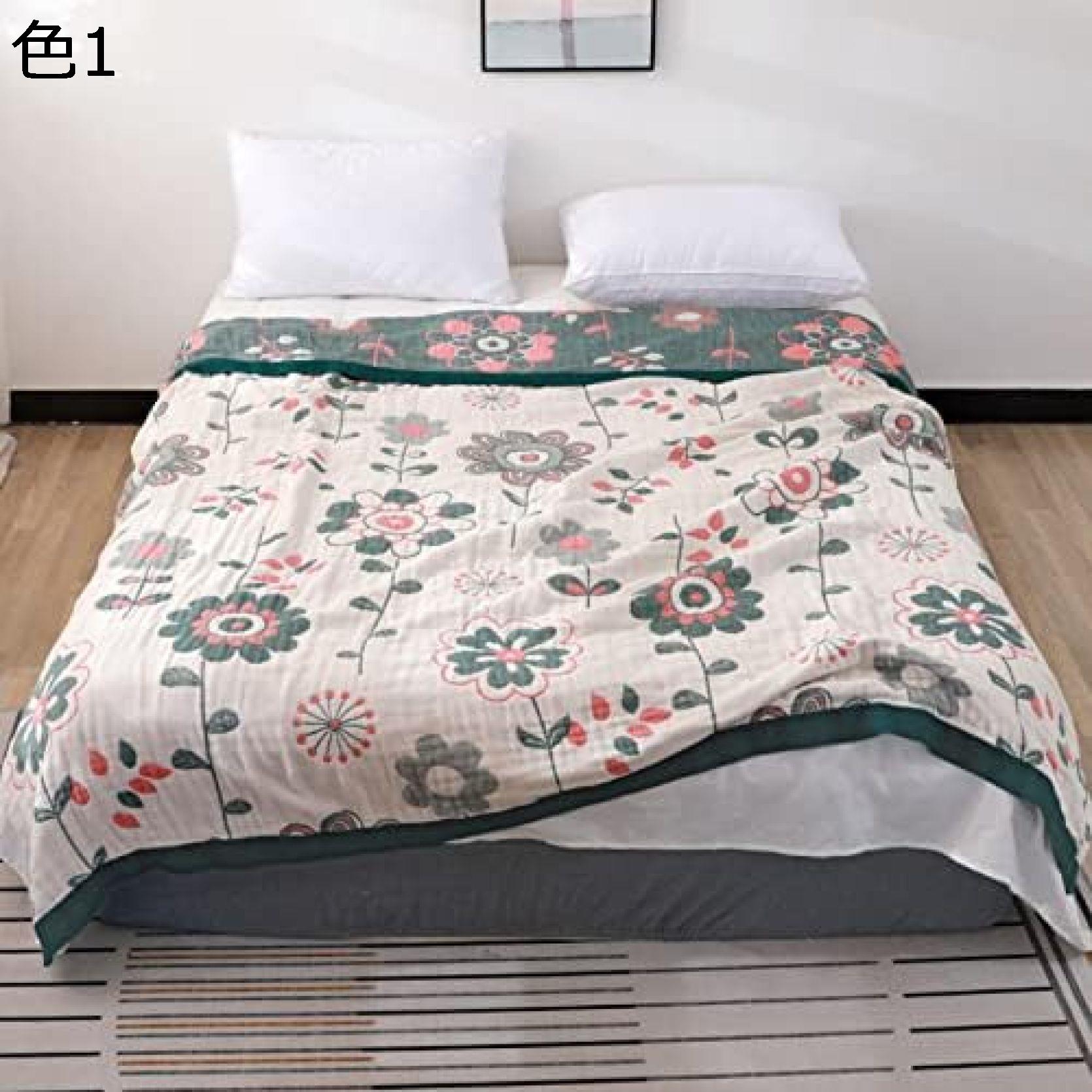 購入15％-30%OFF ガーゼケット シングル 花柄 綿100% ガーゼ 丸洗い 洗濯可 5重織ガーゼケット 冷感 涼..