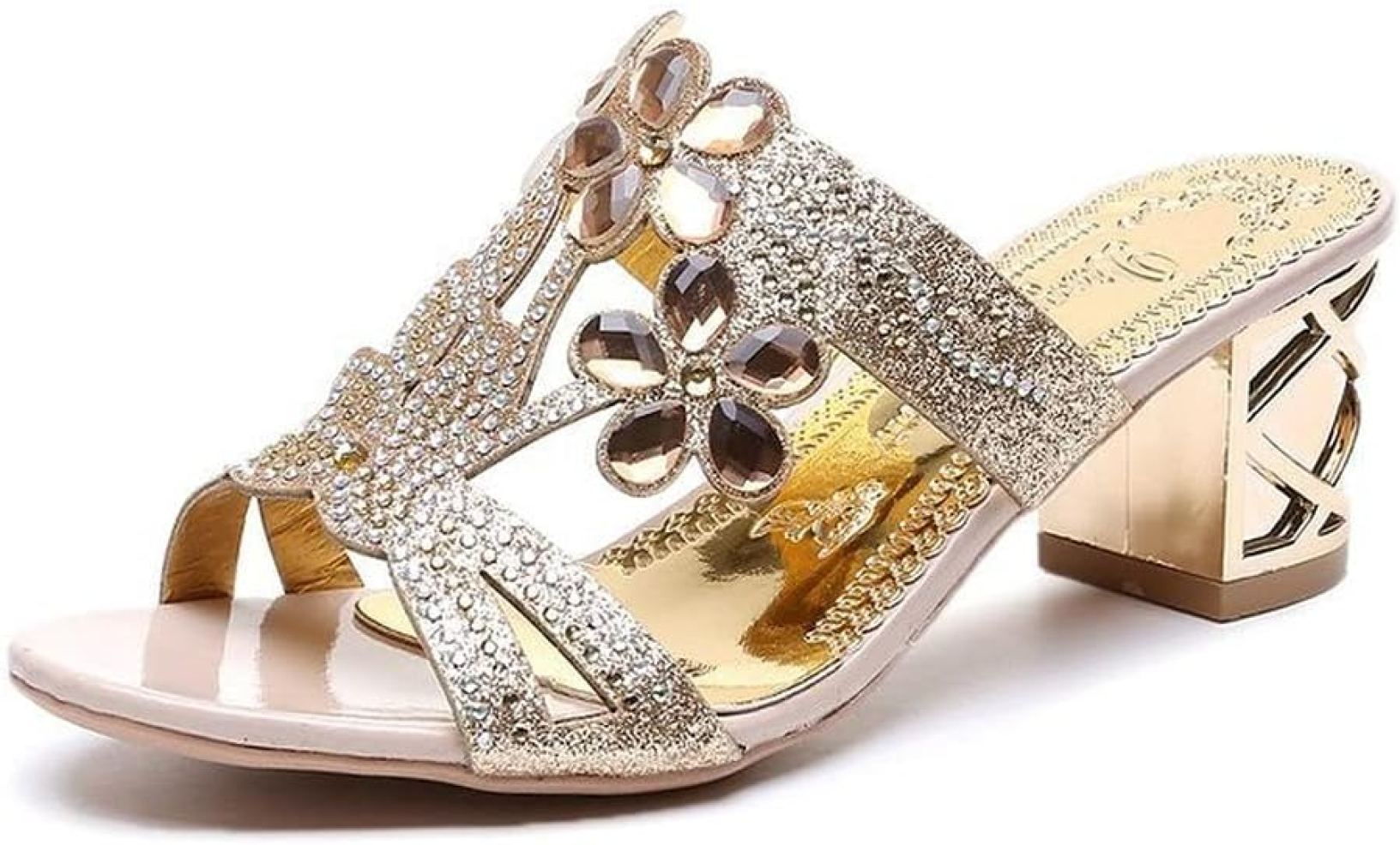 ミュール サンダル レディース キラキラ シューズ カジュアル チャンキーヒール ヒール 歩きやすい 美..