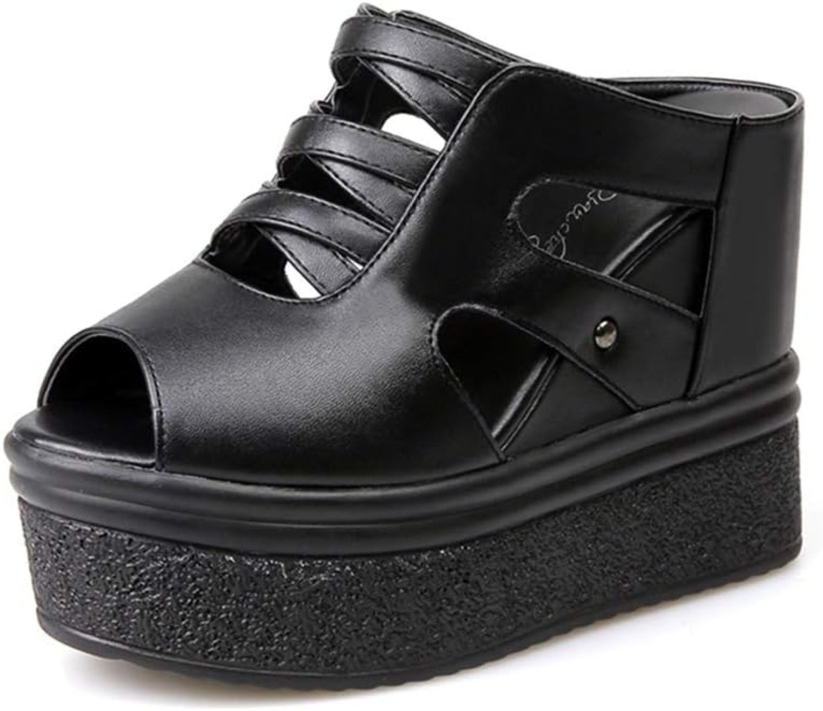 ミュール サンダル レディース 歩きやすい ウェッジソール 厚底 サボサンダル 美脚 走れる シンプル 12cmヒール 軽量 サンダル 厚底サンダル オープントゥ 疲れない 歩きやすい 安定感 快適(4)