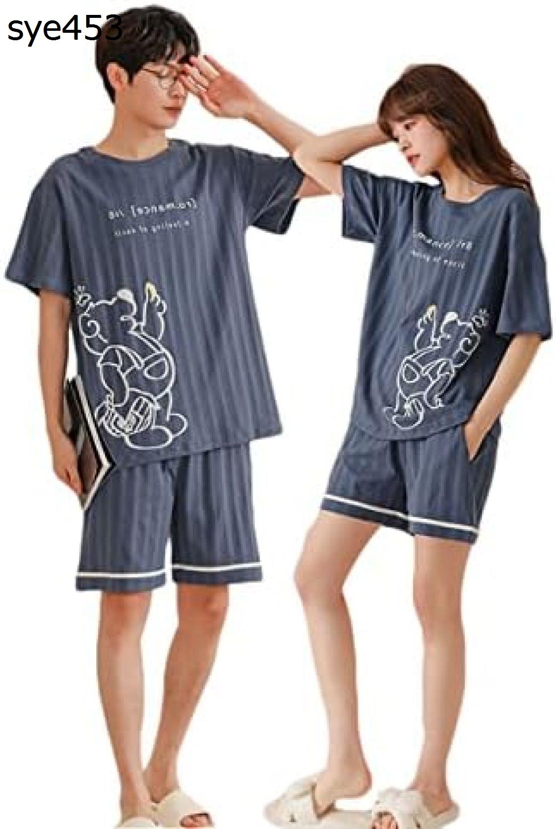 夏用 カップル パジャマ セット ルームウェア レディース パジャマ ハーフパンツ 上下セット綿 半袖 パジャマ メンズ ペアルック お揃い プレゼント 結婚祝い