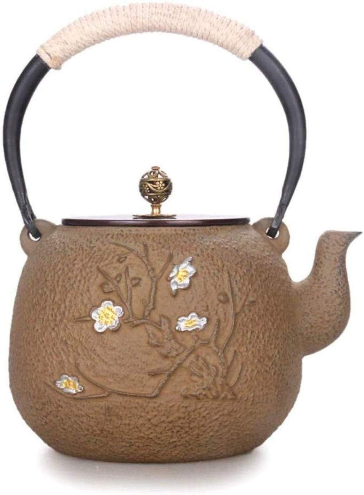楽天GOTO funny 楽天市場店中国茶器 お茶セット 鋳鉄ティーポット 茶ポット 鉄ティーポット クラフト 鋳鉄 お茶セット 鋳鉄鍋銅カバー 鋳鉄鍋梅ゴールドコーティング スタイル 手作り 鉄鍋 陶器