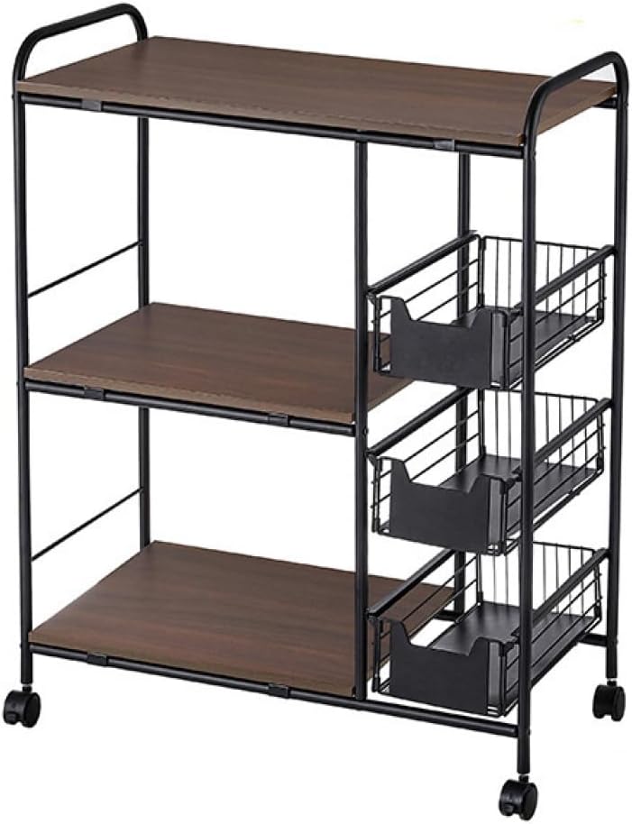 キッチンワゴン キャスター付き スリム 北欧 おしゃれ 1 キッチンラック キッチン 収納 ワゴン 炊飯器ラック 隙間 カラー1 バスケット 引出し スチール 木製 キッチン収納 ダイニング収納 多機